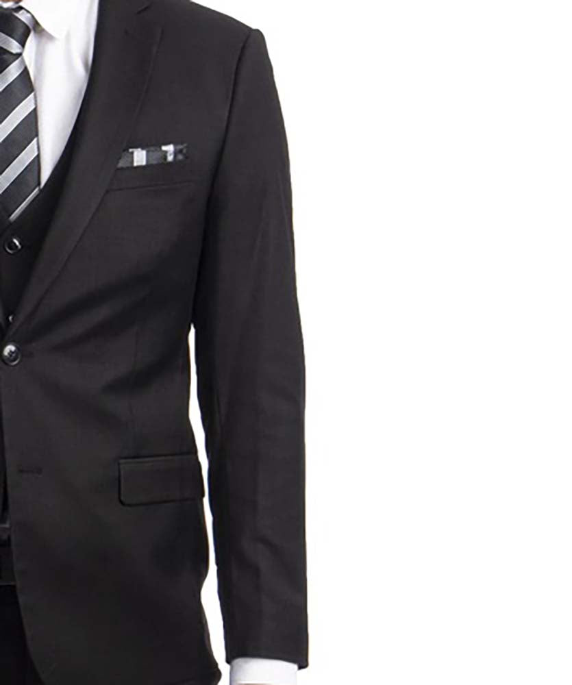 3 piece Black Slim Fit Men's Suit with Vest Set Sean Alexander Suits - Paul Malone.com