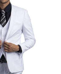 3 piece White Slim Fit Men's Suit with Vest Set Sean Alexander Suits - Paul Malone.com