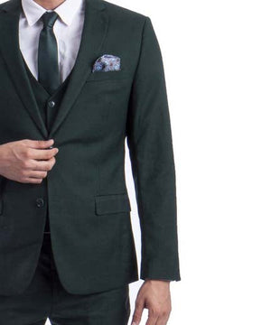 3 piece Emerald Green Slim Fit Men's Suit with Vest Set Sean Alexander Suits - Paul Malone.com