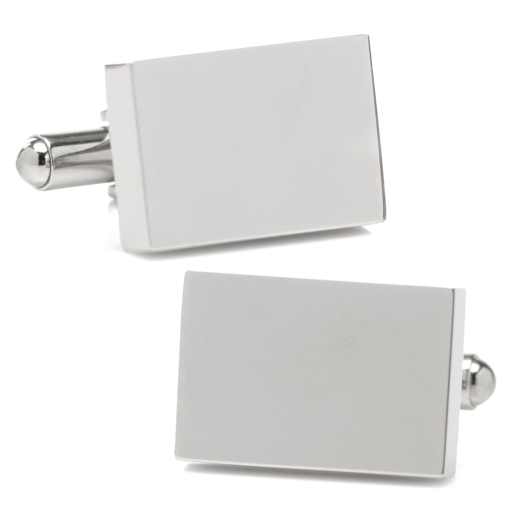 Stainless Steel Silver Block Engravable Cufflinks