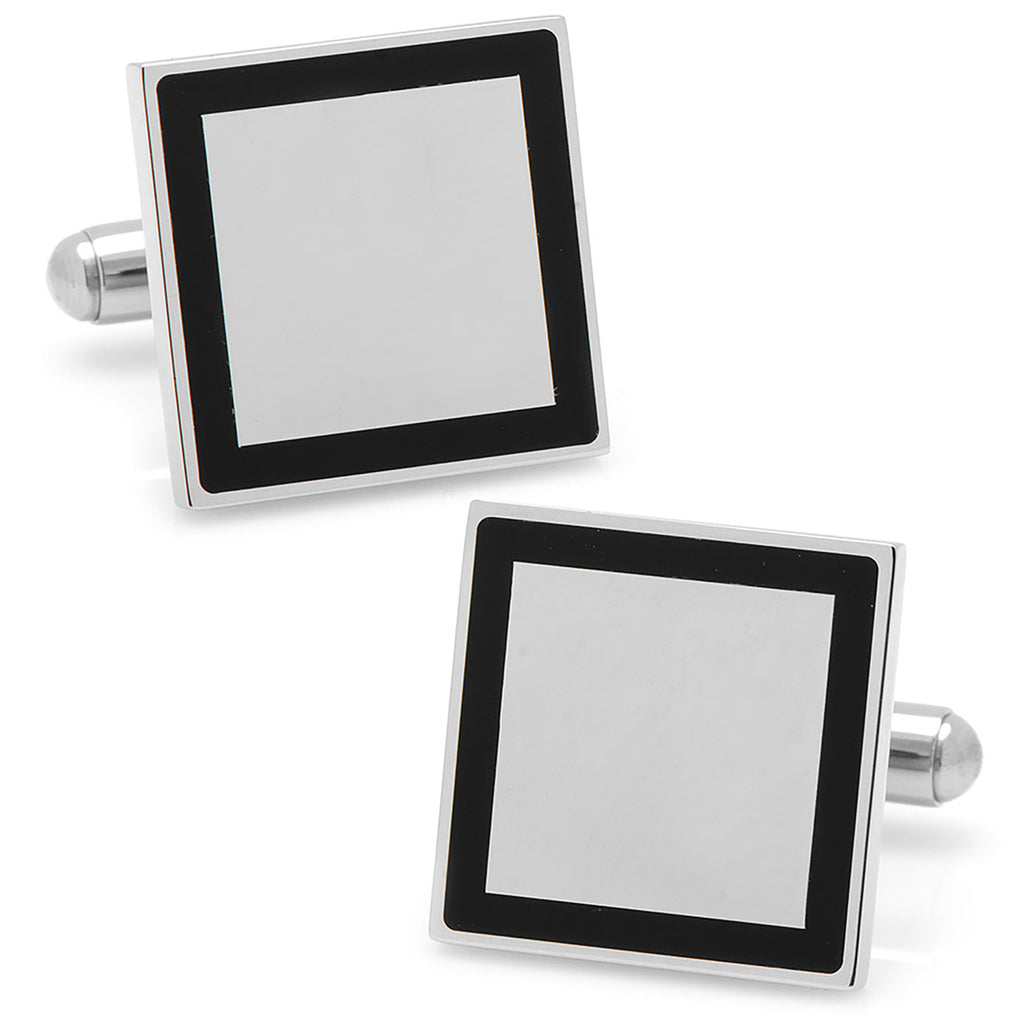 Stainless Steel Square Engravable Framed Cufflinks