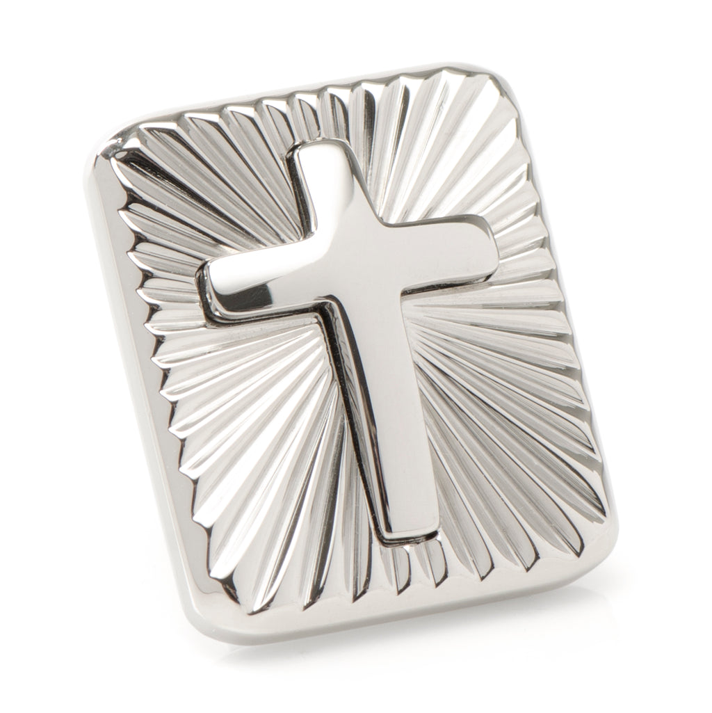 Stainless Steel Radiant Cross Lapel Pin