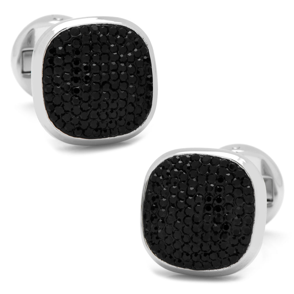 Stainless Steel Black Pave Crystal Cufflinks