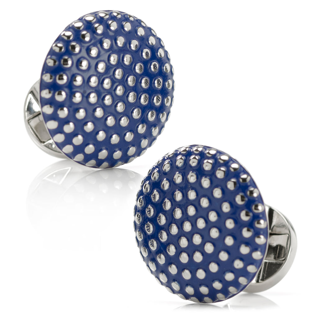 Navy Circle Dot Texture Cufflinks