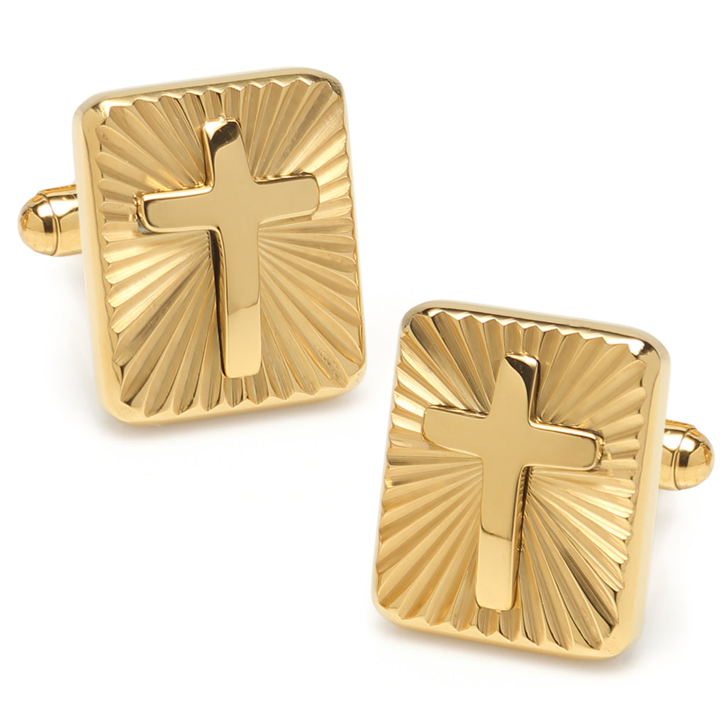 Radiant Cross Gold Stainless Steel Cufflinks