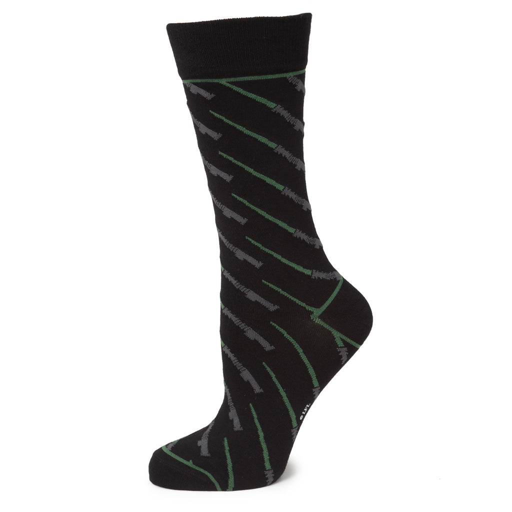 Green Lightsaber Black Men's Socks